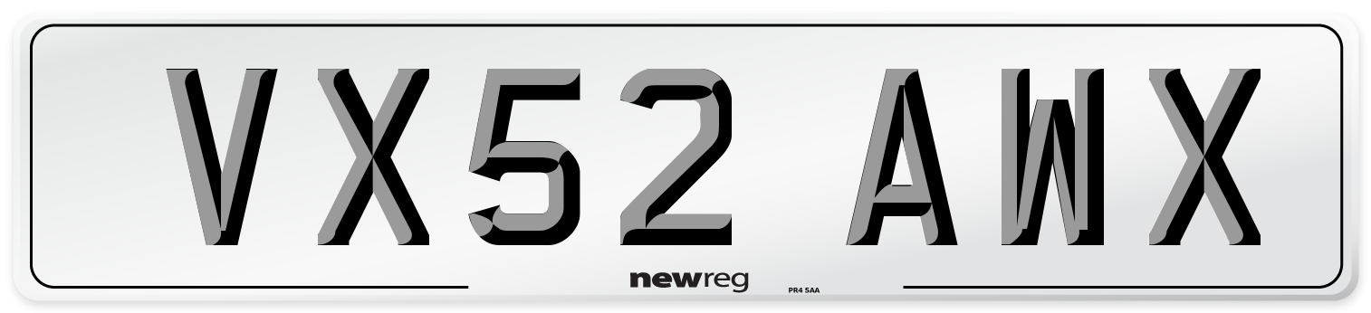 VX52 AWX Number Plate from New Reg